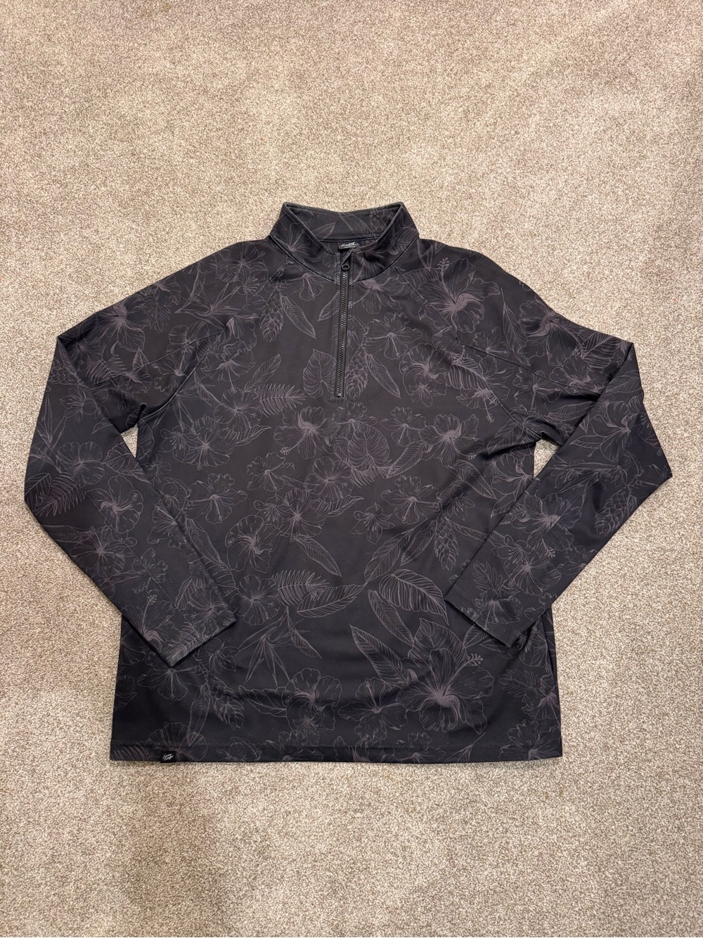 Sunday Swagger Black Floral Quarter-Zip Pullover